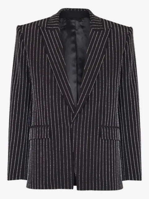Balmain crystal-striped single-button jacket