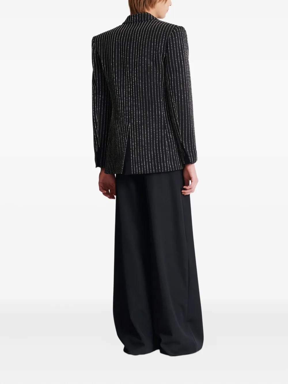 Balmain Crystal-striped Single-button Jacket In Black
