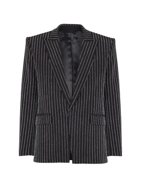 Balmain 1-button wool jacket with crystal stripes