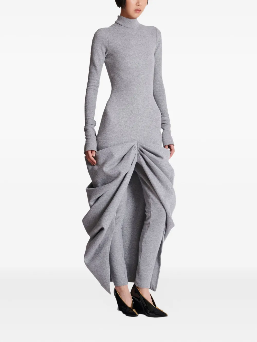 Balmain Kleid Mit Stehkragen In Gray