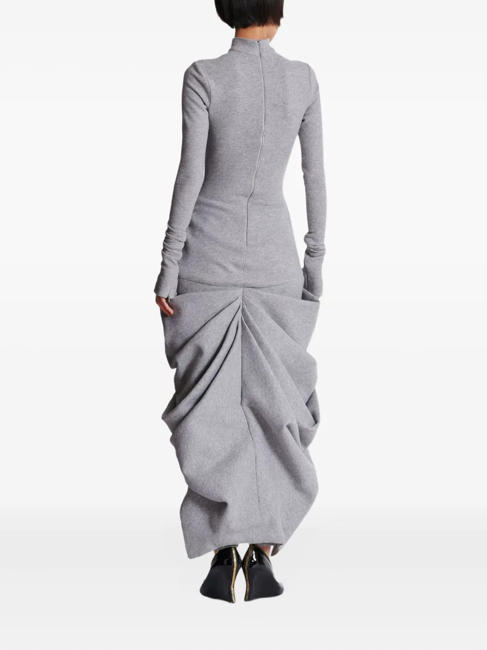 Balmain Kleid Mit Stehkragen In Gray
