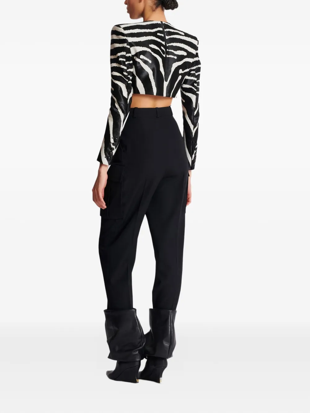  Balmain Chaqueta Con Estampado De Cebra - Blanco 