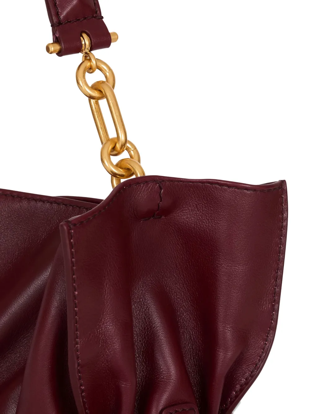 Balmain Medium Anthem Belted Gathered Leather Shoulder Bag In Red