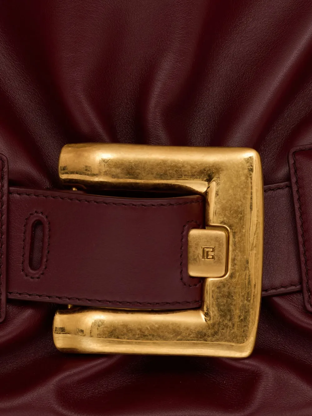 Balmain Medium Anthem Belted Gathered Leather Shoulder Bag In Red