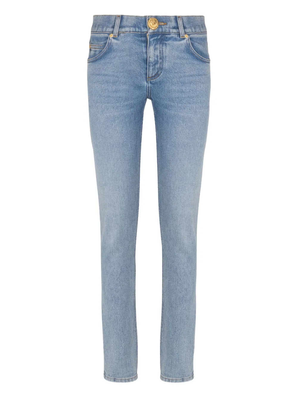 Balmain faded-wash button-embellished jeans | Blue | Image 1