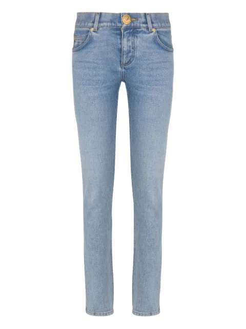 Balmain faded-wash button-embellished jeans