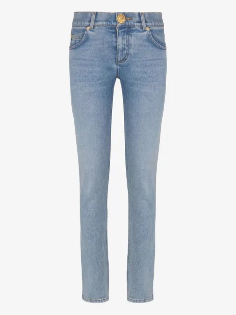 Balmain faded-wash button-embellished jeans