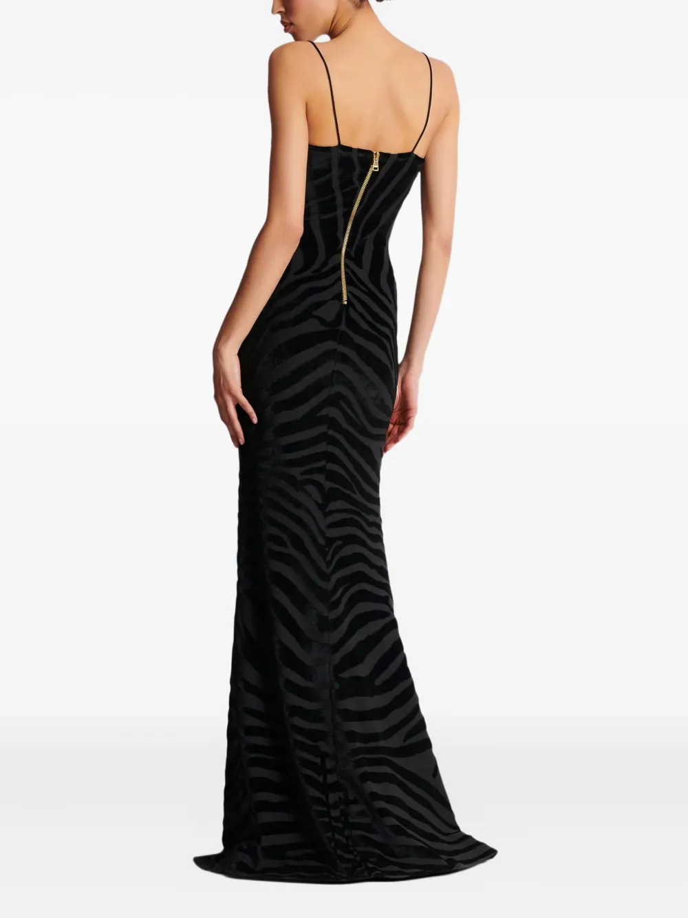 Balmain Zebra-print Maxi Dress In Black