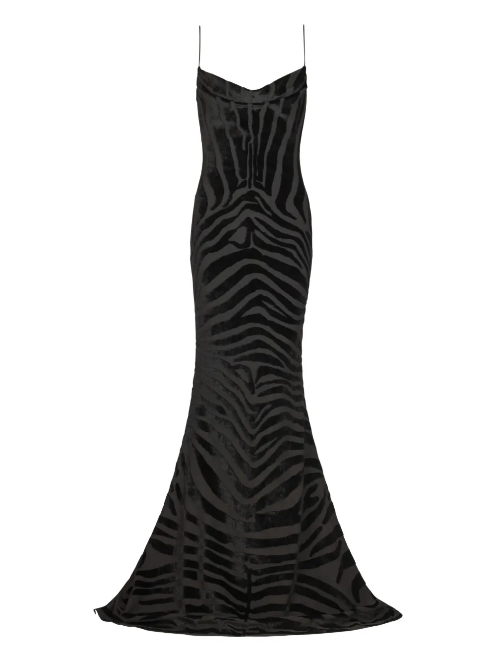 Balmain Zebra-print Maxi Dress In Black