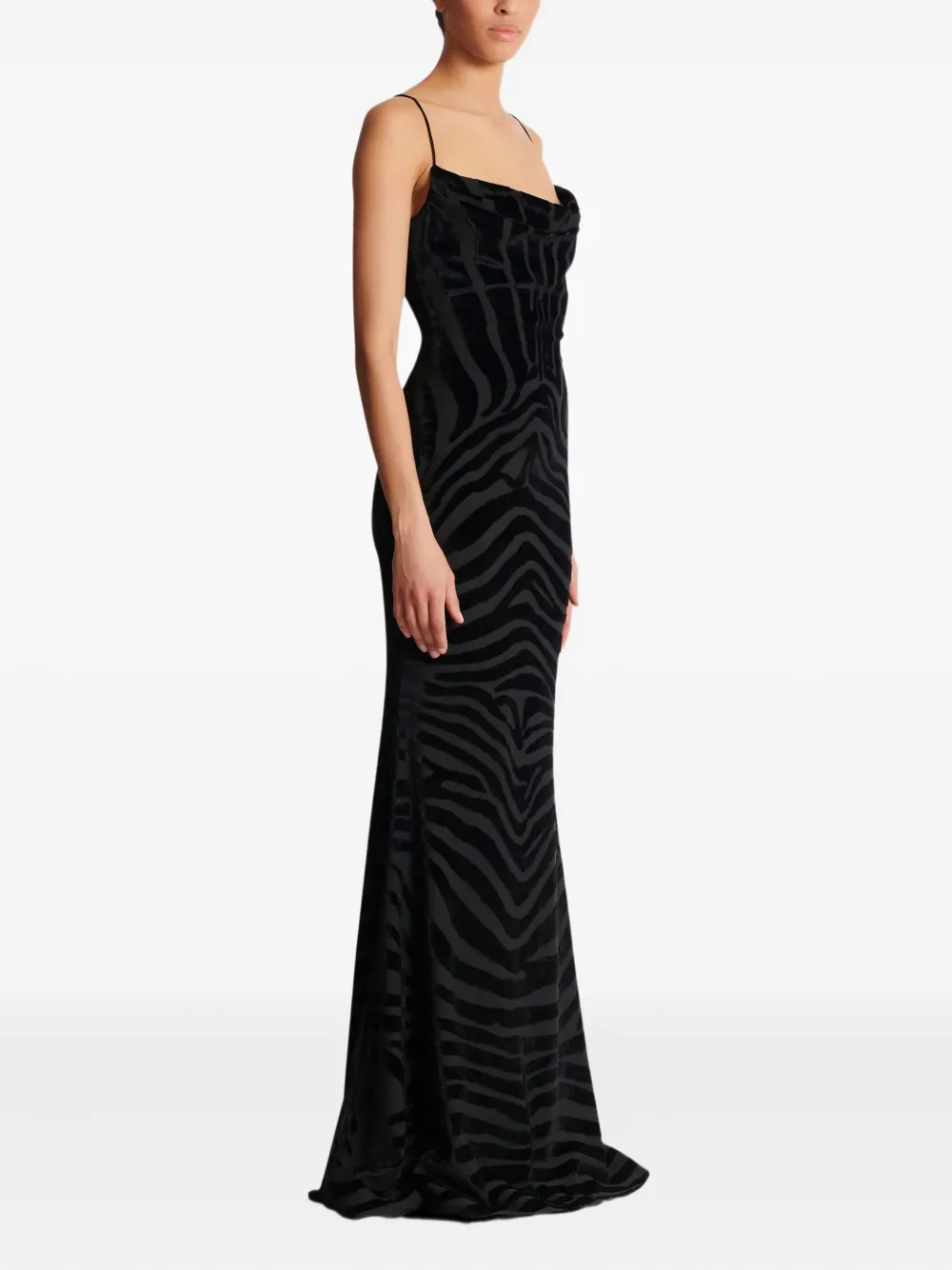 Balmain Zebra-print Maxi Dress In Black