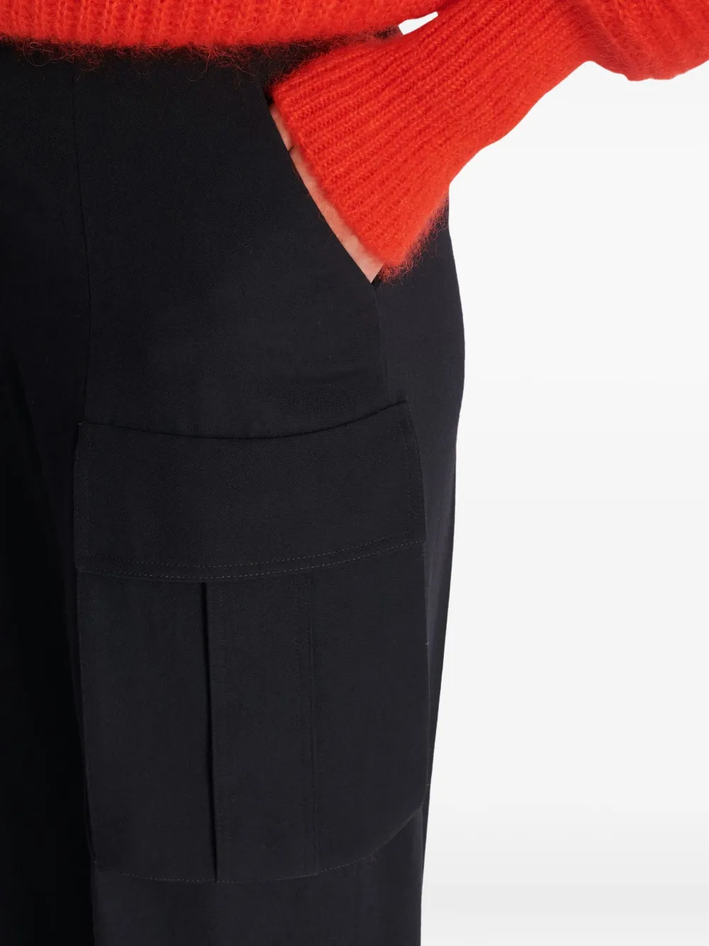 Balmain Wollen straight broek met cargo zakken Zwart