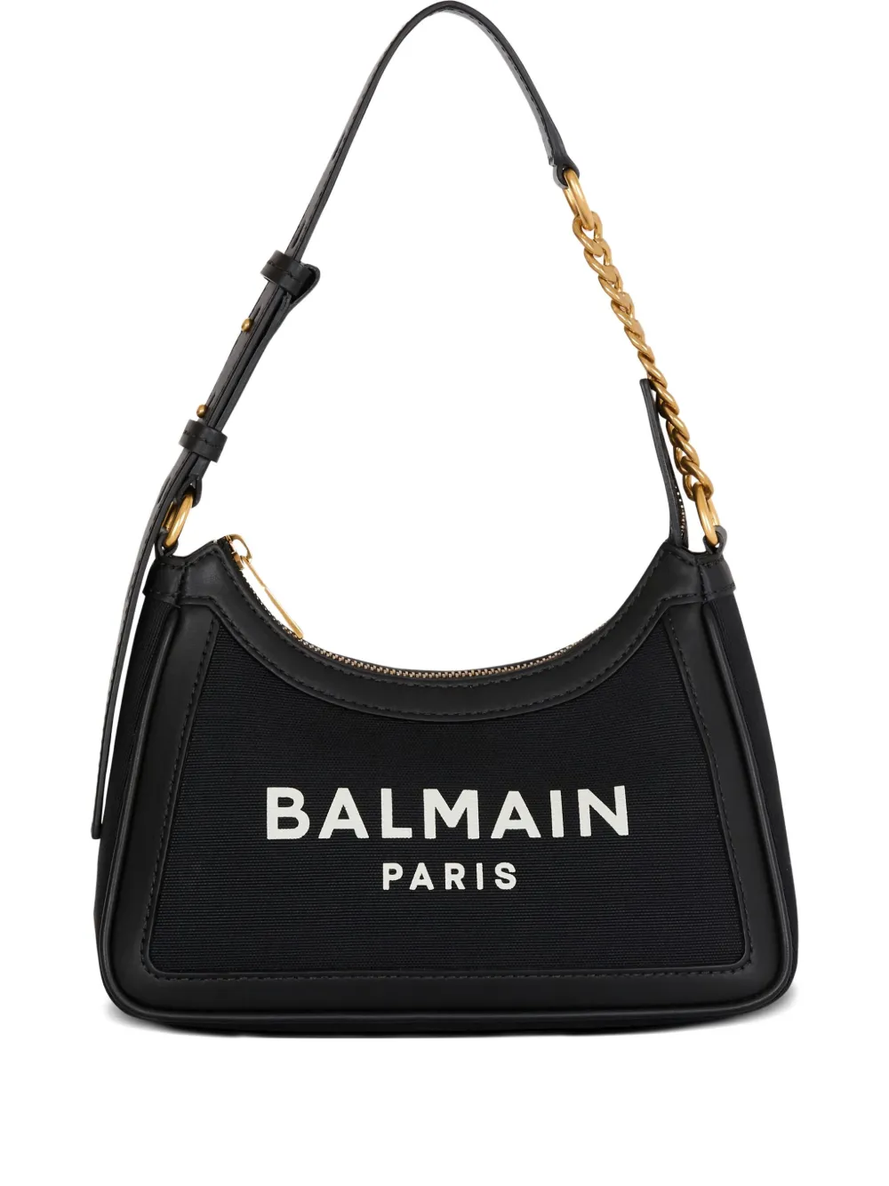 Balmain Borsa a spalla con placca logo B-Army e catena - Nero