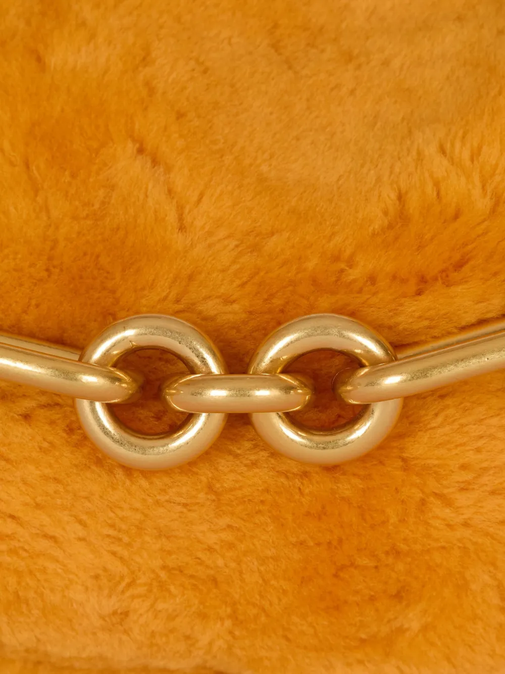 Balmain Medium Sync Shearling Chain Shoulder Bag In Orange