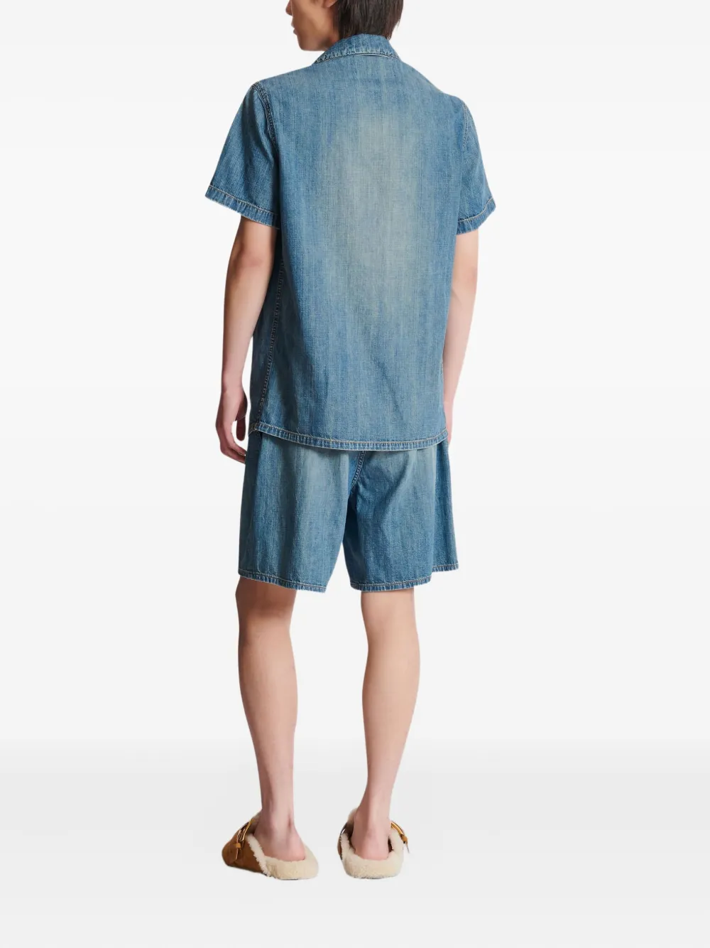 Balmain Faded Short-sleeved Pajama Shirt In Blue