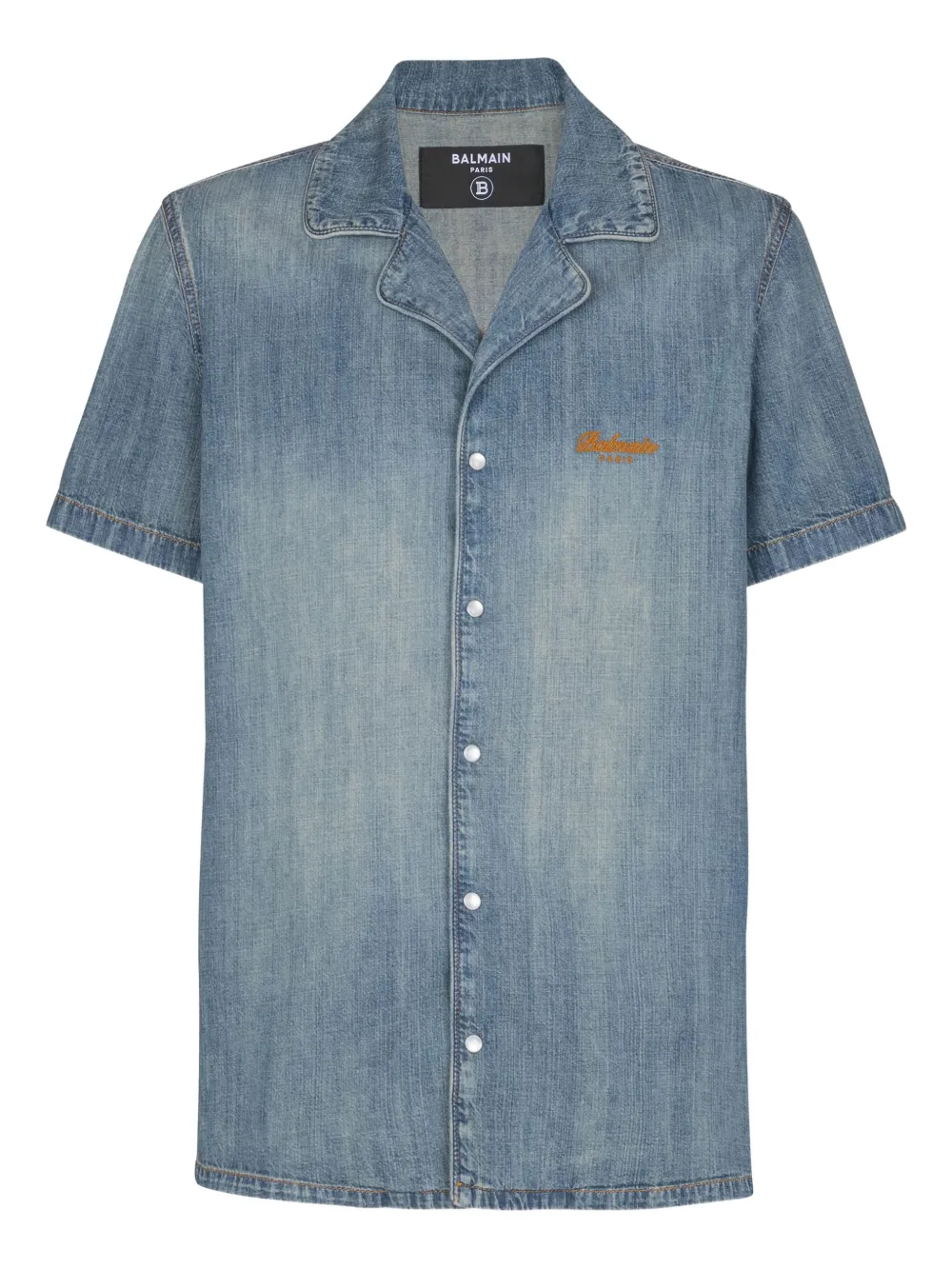 Balmain Faded Short-sleeved Pajama Shirt In Blue