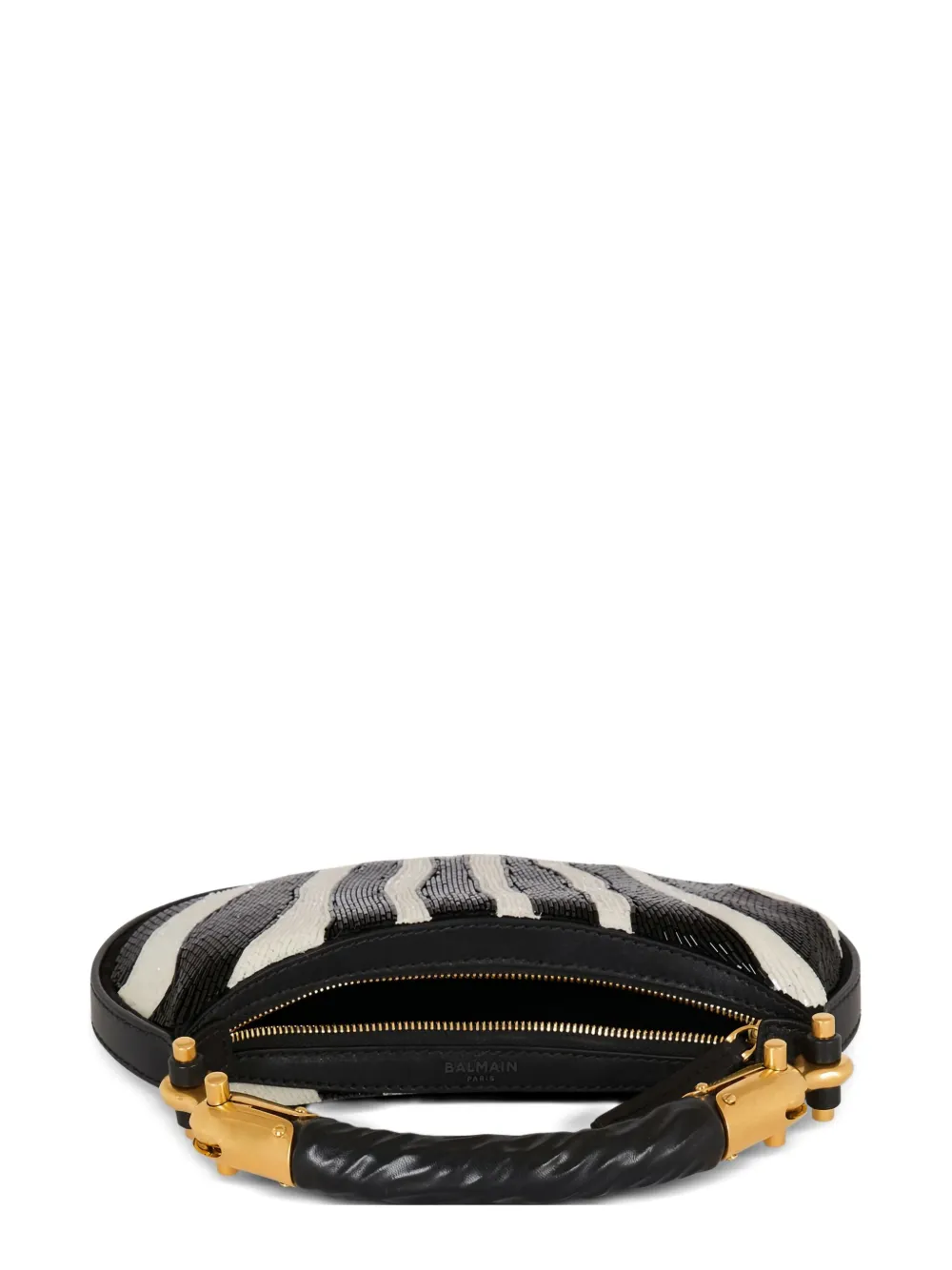Balmain Schoudertas met zebrastreep en kralen - Zwart
