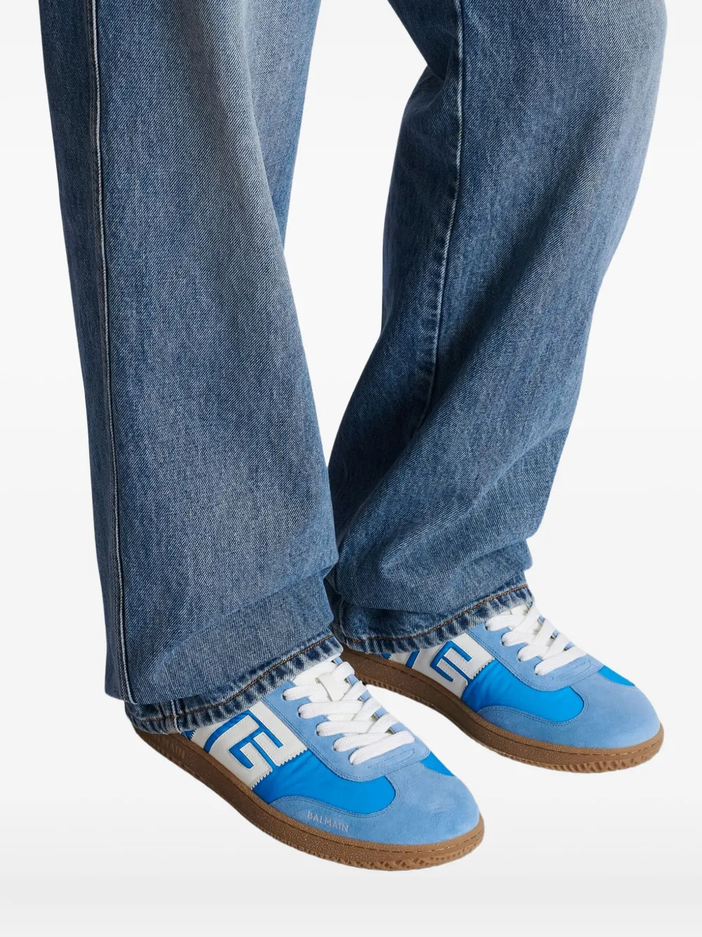 Balmain Swan leren suède sneakers Blauw