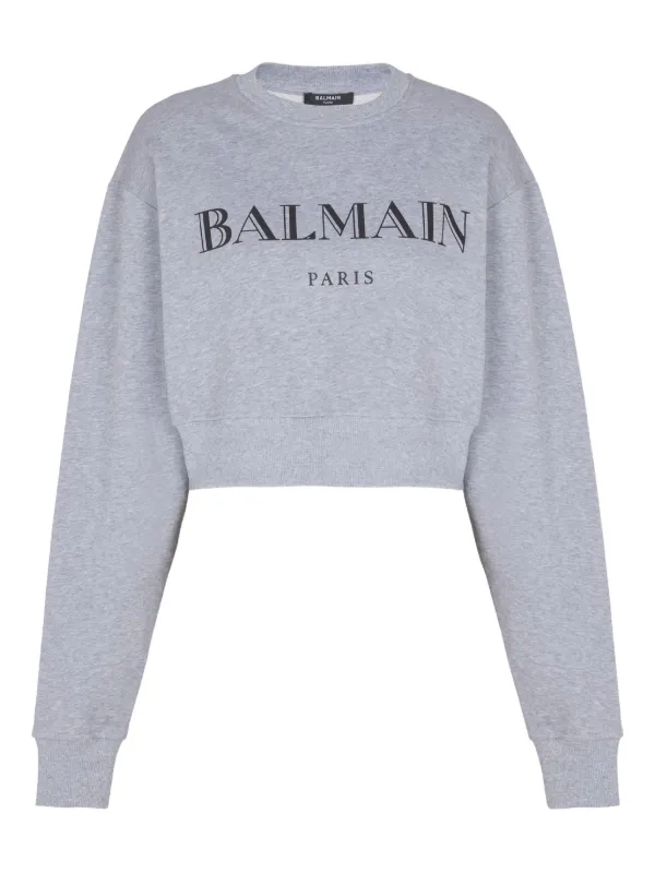 Balmain Logo-print Crew-neck Sweatshirt in Grey