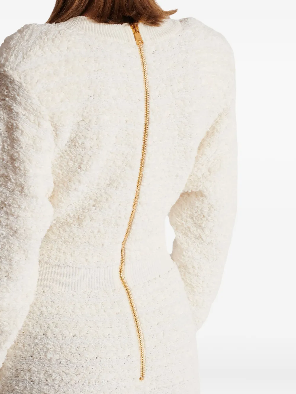 Balmain Tweed mini-jurk verfraaid met knoop Wit