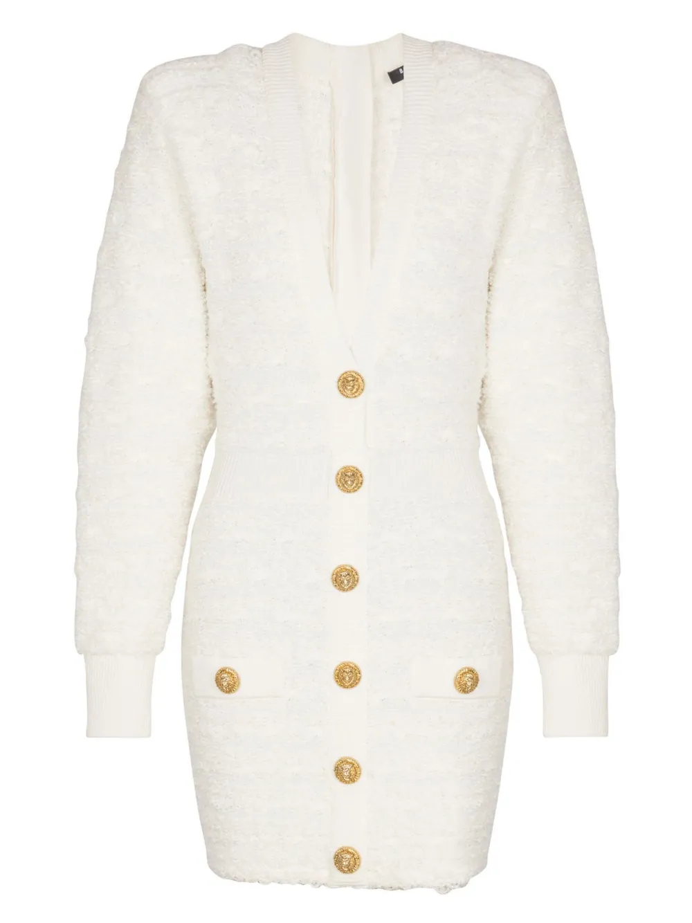 Balmain button-embellished tweed mini dress | White | Image 1