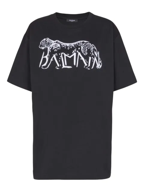 Balmain playera con estampado de leopardo