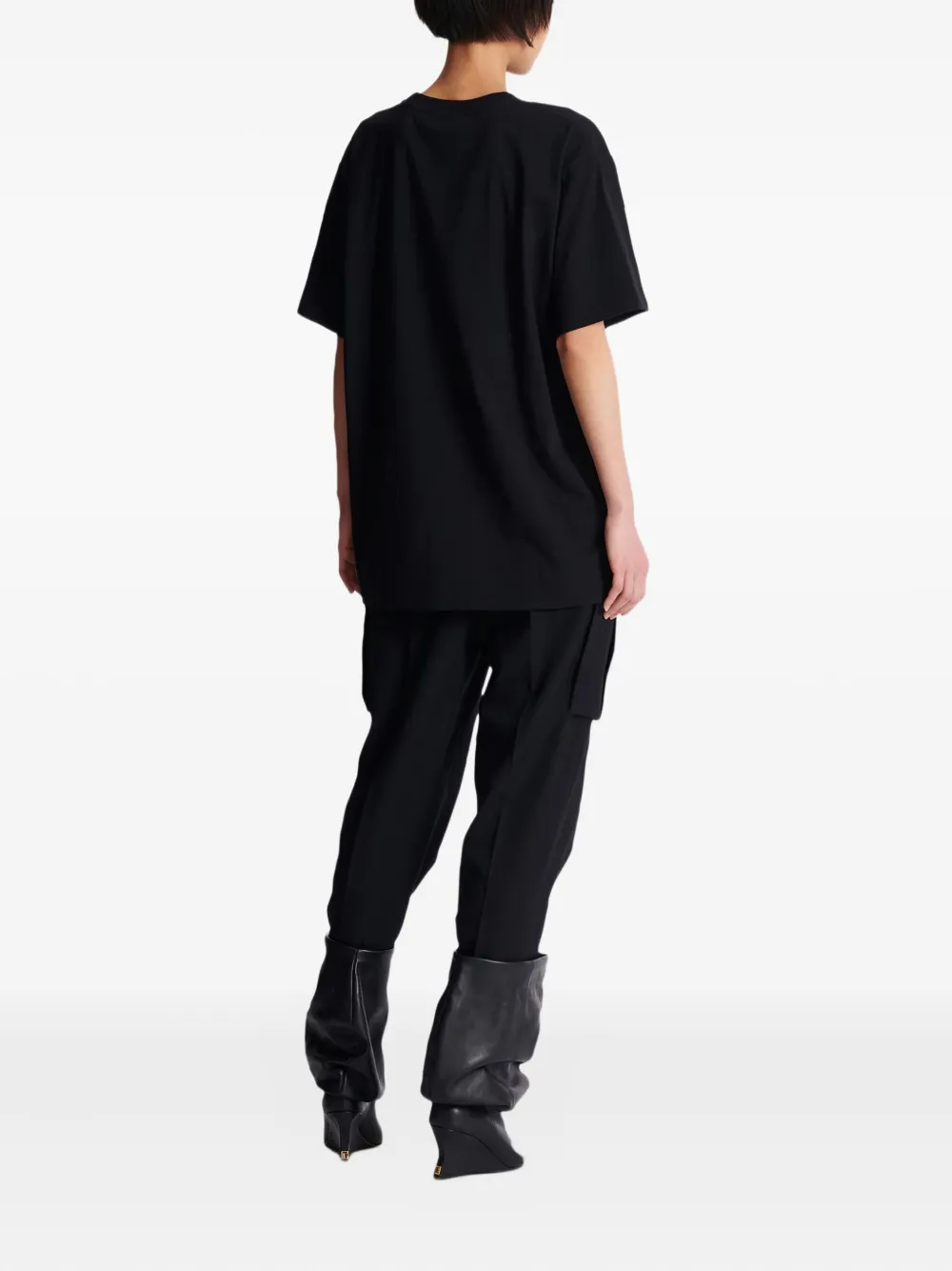 Balmain Leopard Print Cotton T-shirt Clothing In Black