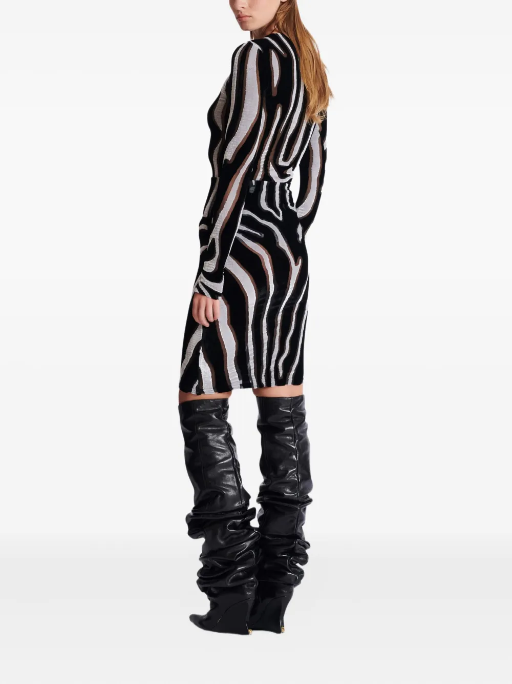 Balmain Fluwelen mini-rok met zebraprint Zwart