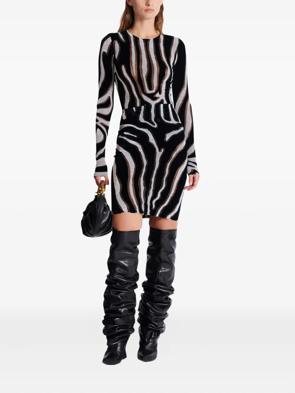 Balmain Fluwelen mini-rok met zebraprint - Zwart