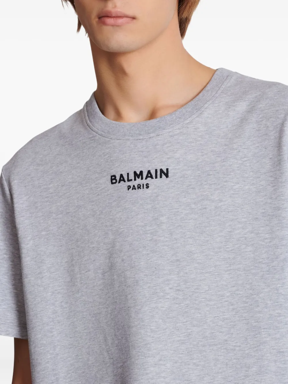 Balmain Paris T-shirt met borduurwerk Grijs