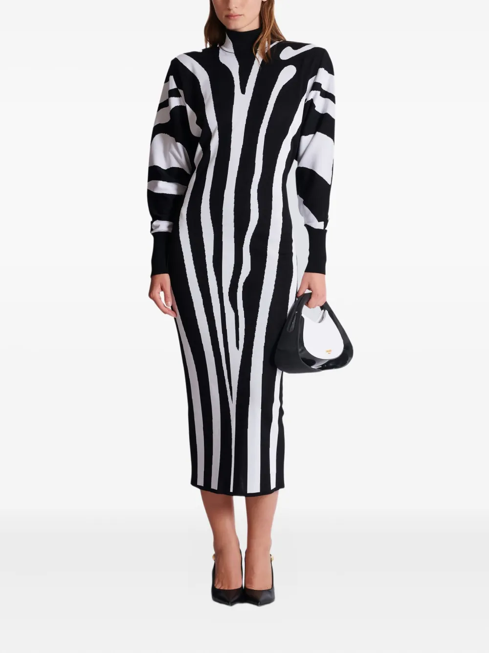Balmain zebra-intarsia high-neck midi dress | Cocktail & Party Dresses | Image 2