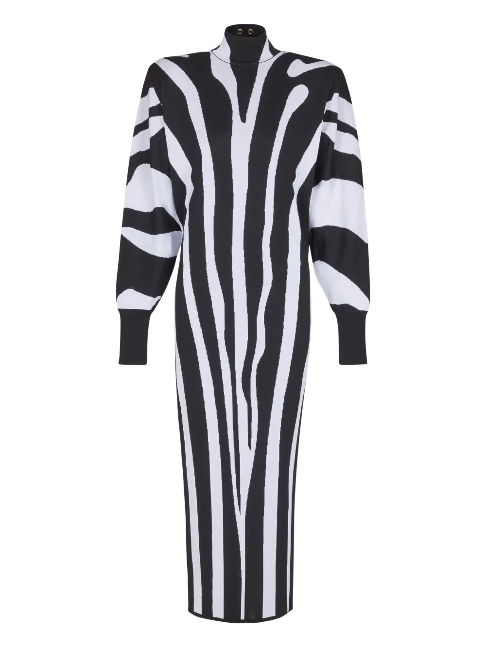 Balmain zebra-intarsia high-neck midi dress | Black | Image 1