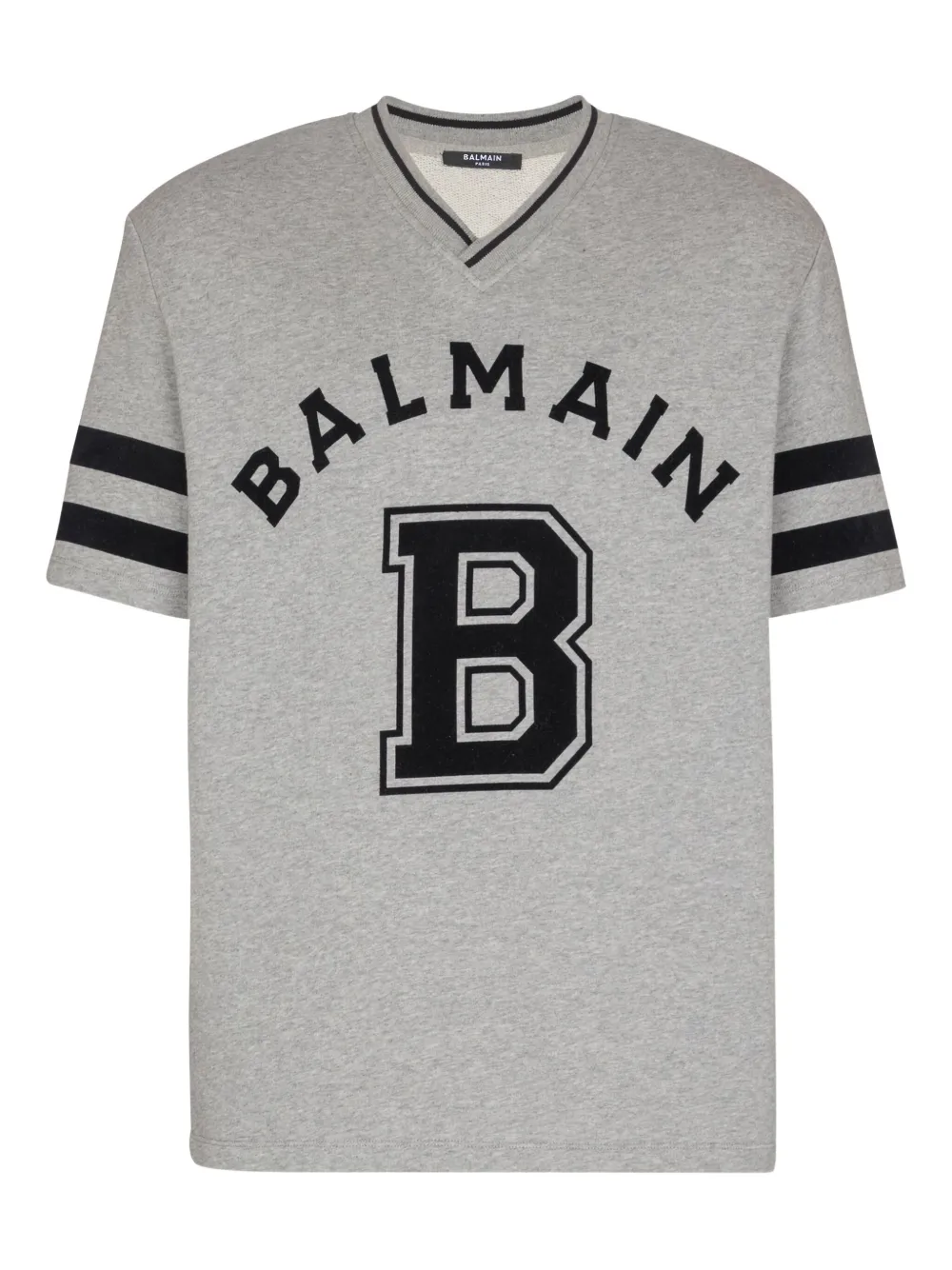 Balmain v-neck logo-print T-shirt | Grey | Image 1