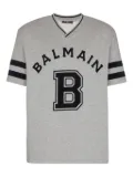 Balmain v-neck logo-print T-shirt - Grey