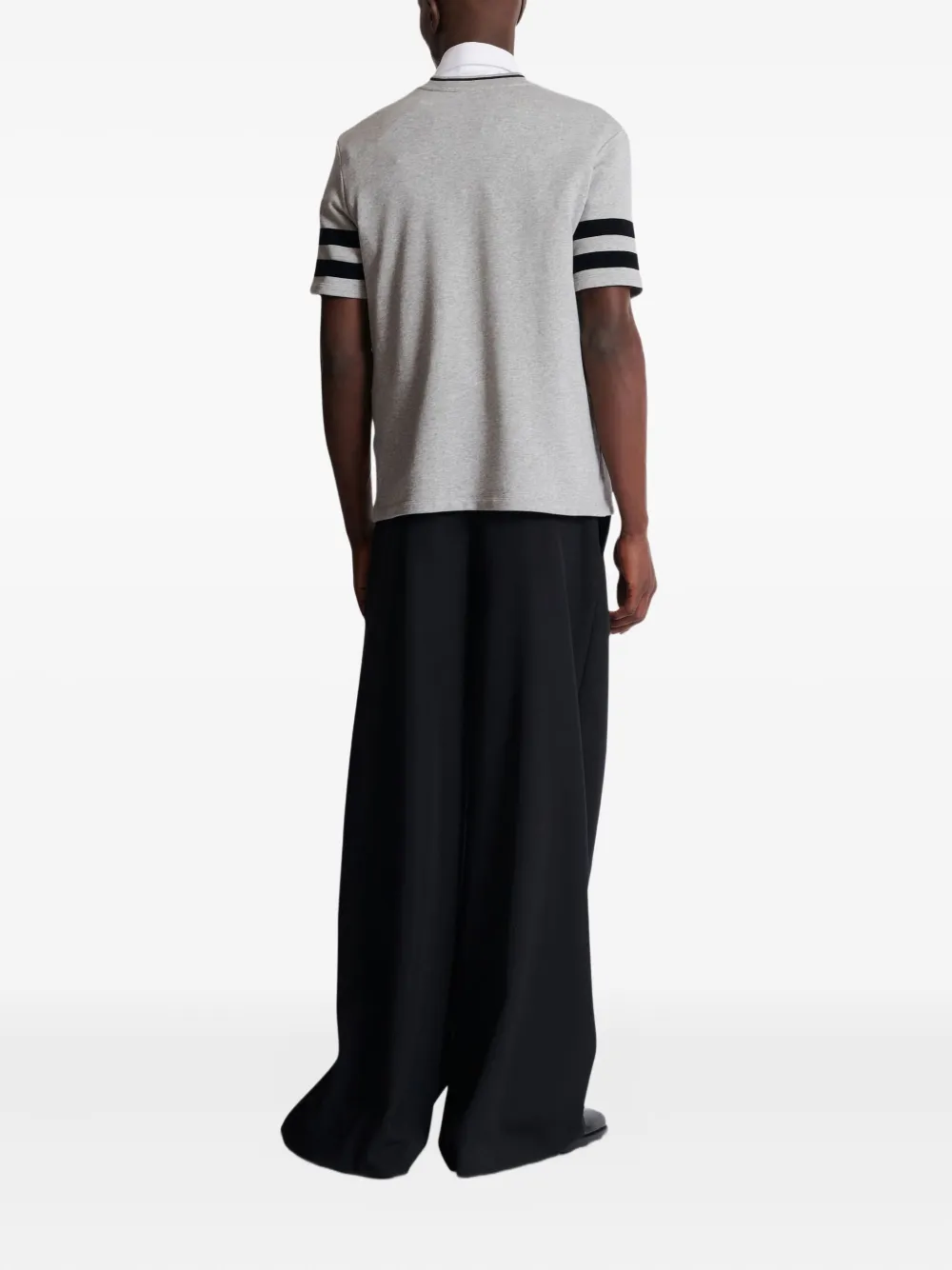 Balmain T-shirt met V-hals en logoprint Grijs