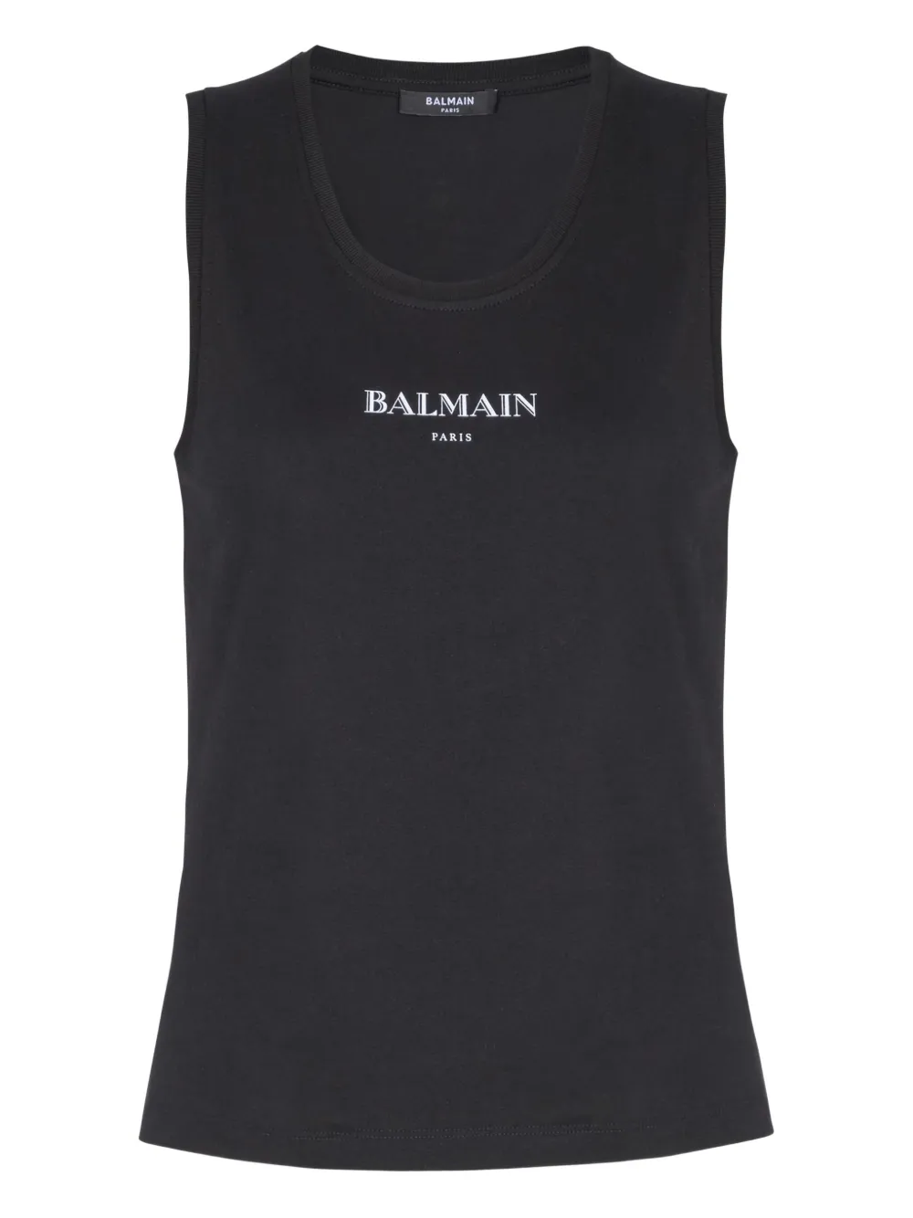 Balmain Logo-print Cotton Top In Black