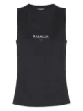 Balmain logo-print cotton top - Black