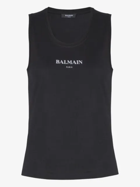 Balmain logo-print cotton top