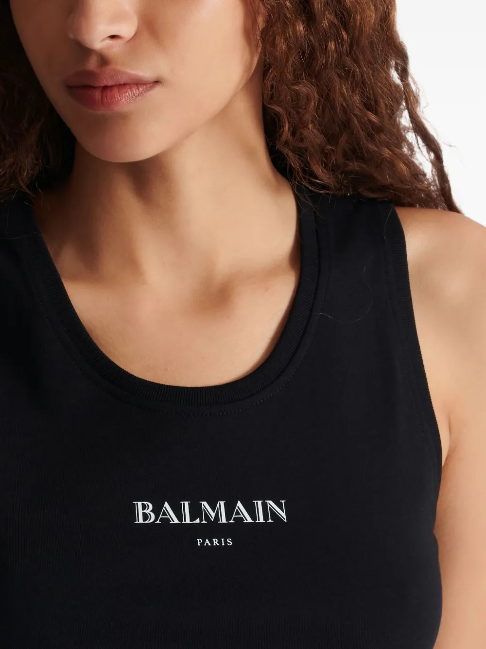 Balmain Logo-print Cotton Top In Black