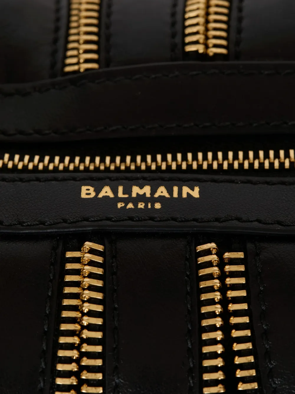 Balmain Medium Ebene Zip-detail Crescent Shoulder Bag In Black
