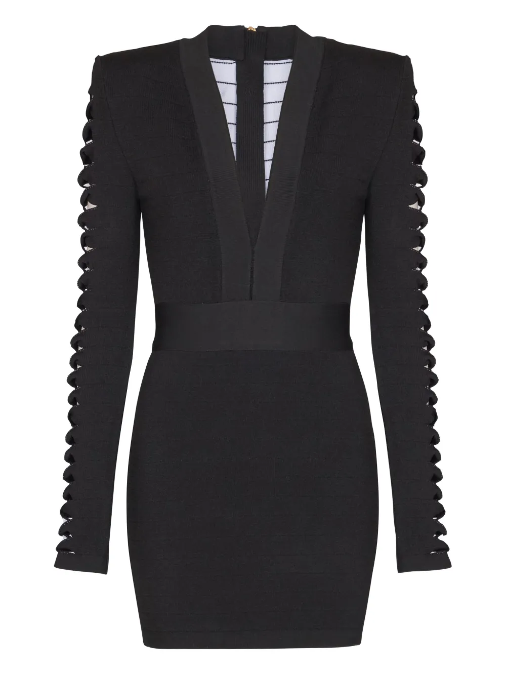 Balmain v-neck cut-out sleeve mini dress | Black | Image 1