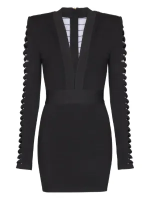Balmain zebra-intarsia high-neck Mini Dress | Black | FARFETCH