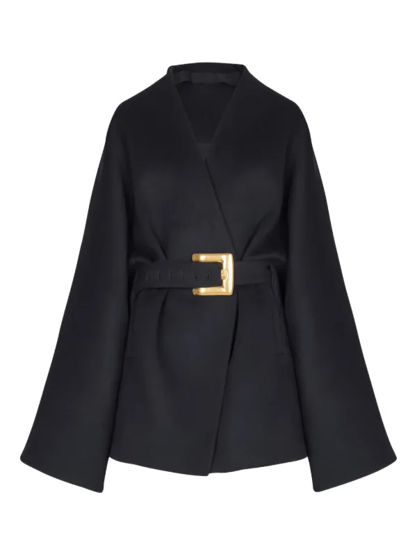 BALMAIN ブラックコート Balmain ベルテッド ラップコート | ブラック | FARFETCH JP