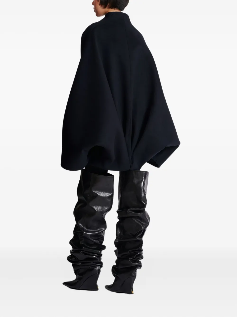 Balmain Belted Wrap Coat In Black