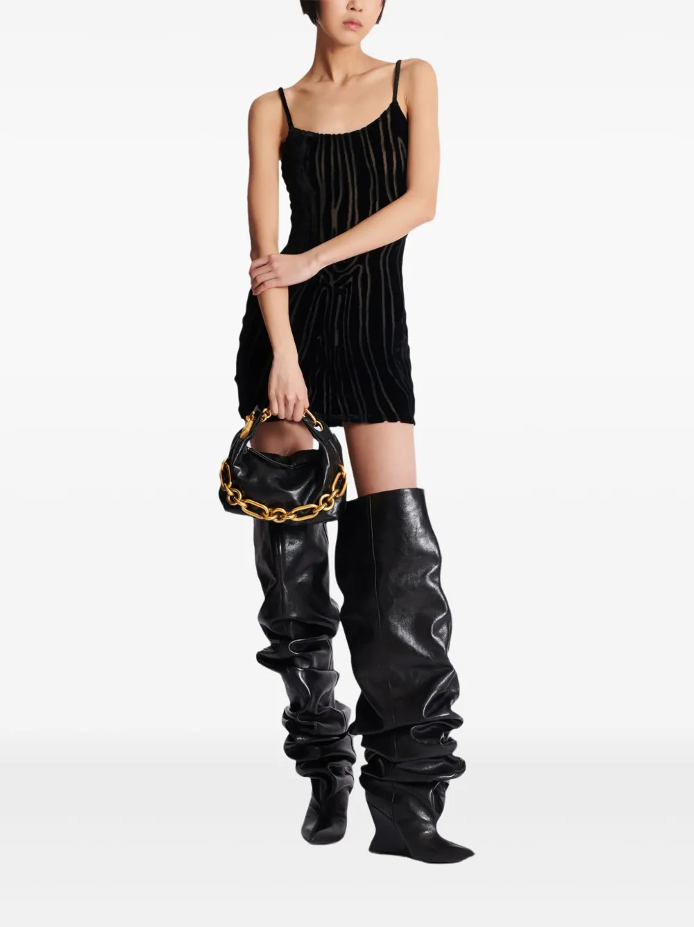 Balmain Sync leren mini-shopper verfraaid met ketting - Zwart