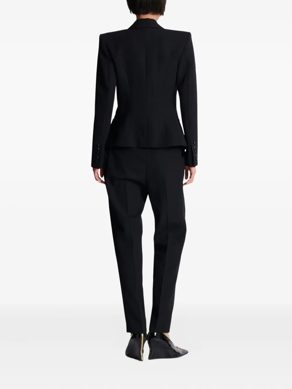 Balmain Crystal Embellished-lapels Blazer In Black
