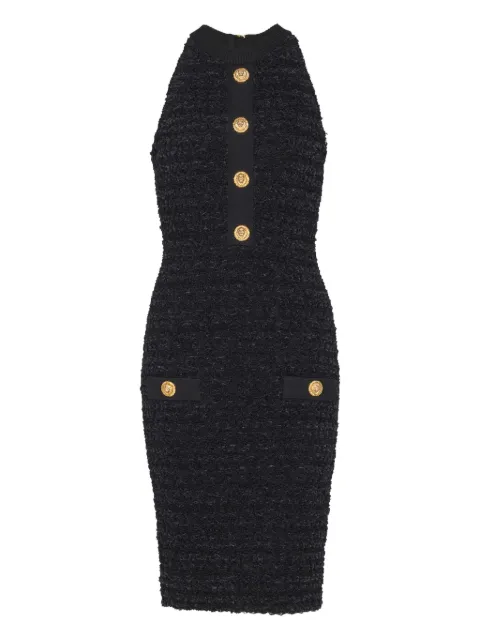 Balmain buttoned-pocket tweed mini dress