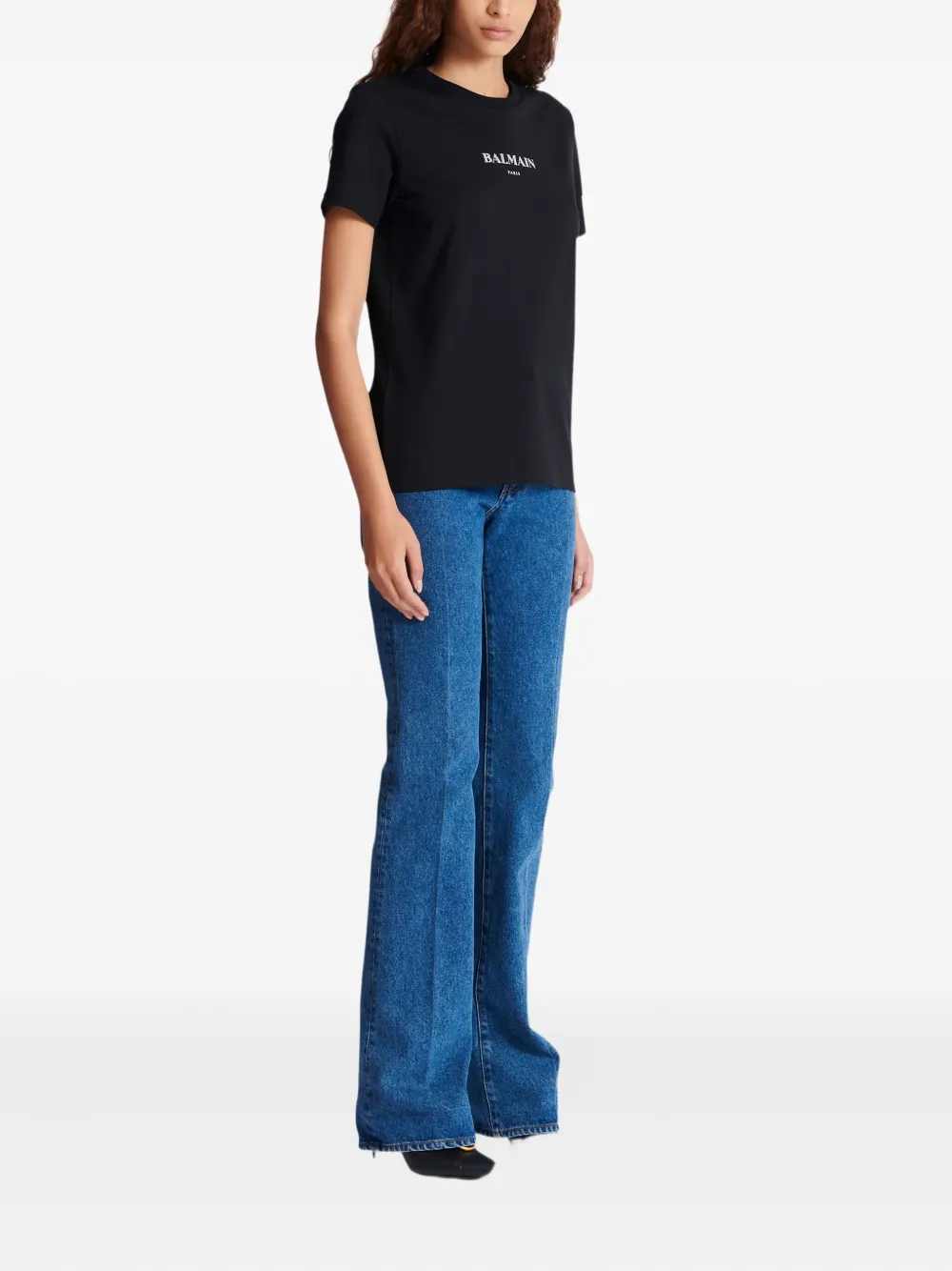 Balmain Katoenen T-shirt met geborduurd logo Zwart