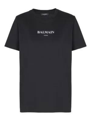 BALMAIN ブラック クロップドTシャツ 長袖　ラインストーン BALMAIN ブラック クロップドTシャツ 長袖 ラインストーン