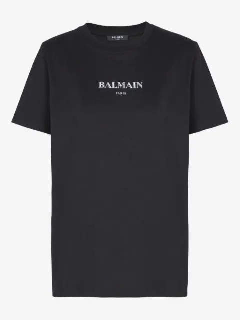 Balmain playera de algodón con logo bordado