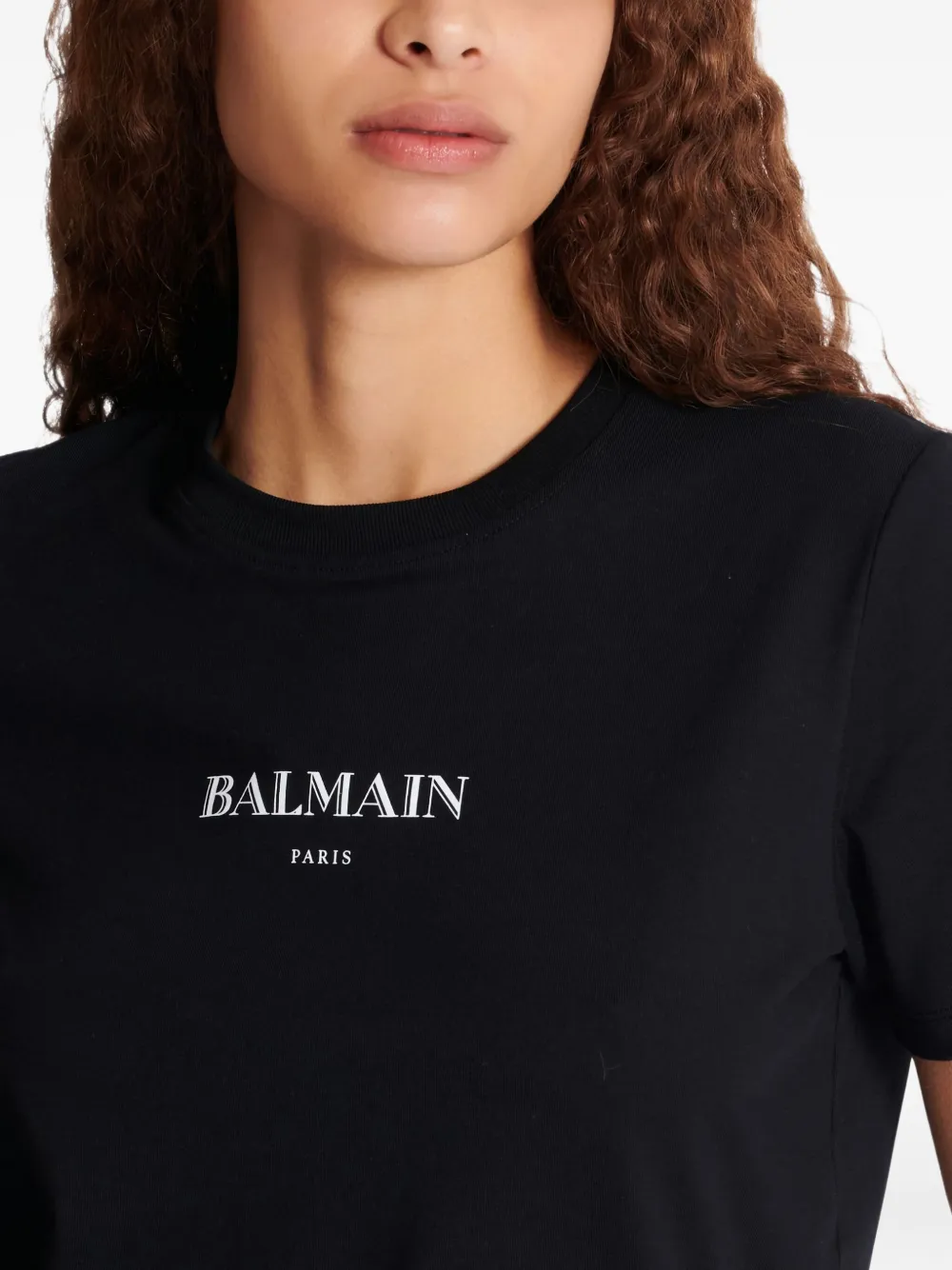 Balmain Katoenen T-shirt met geborduurd logo Zwart